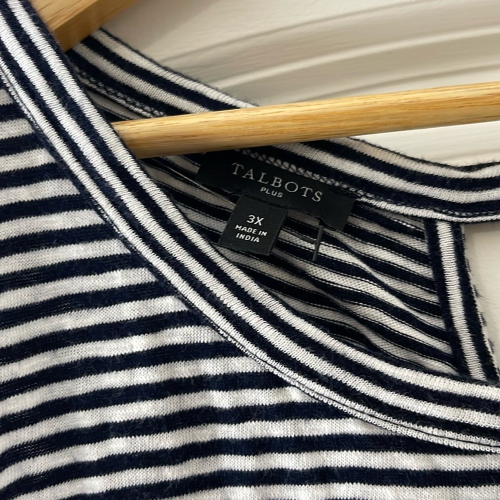 Talbots 3X Striped Cotton Twist-Back Shift Dress - Picture 3 of 8